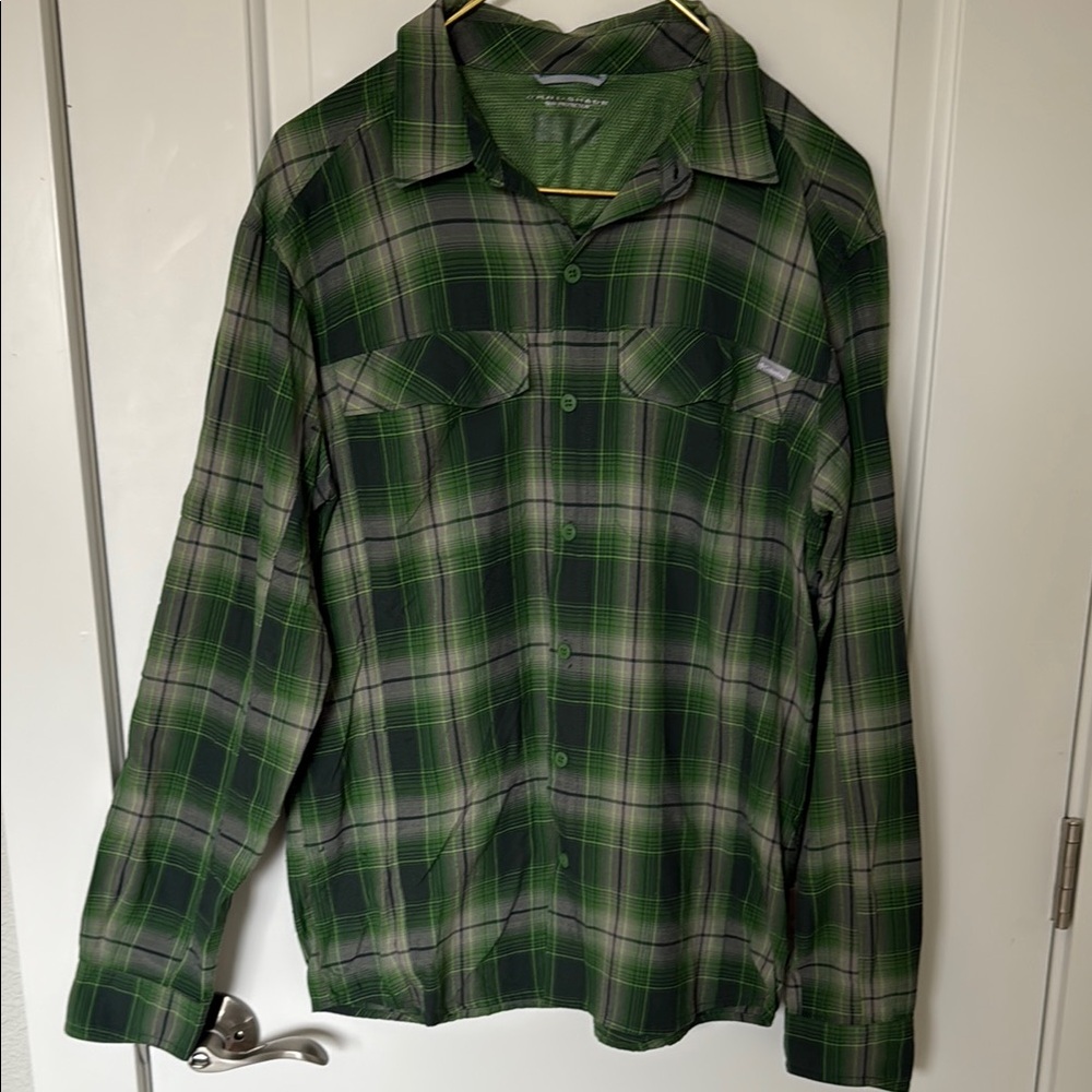 Men’s Columbia Green Plaid Omnishield Outdoor Shirt